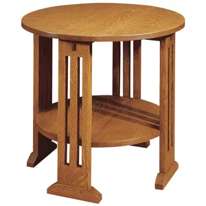 Mission Round End Table Oak