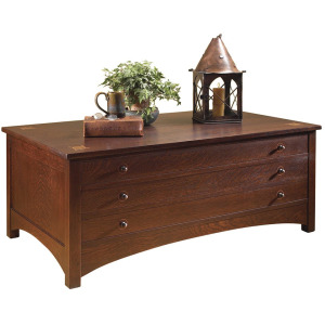 Harvey Ellis Rectangular Storage Cocktail Table Oak