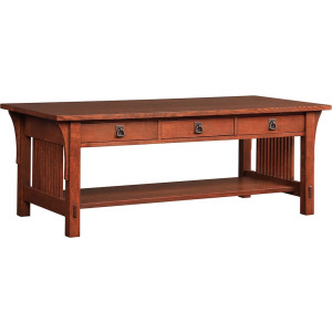 Mission Three-Drawer Cocktail Table Oak