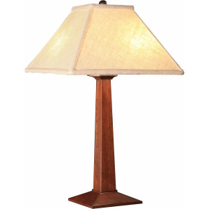 Mission Table Lamp With Linen Shade Cherry