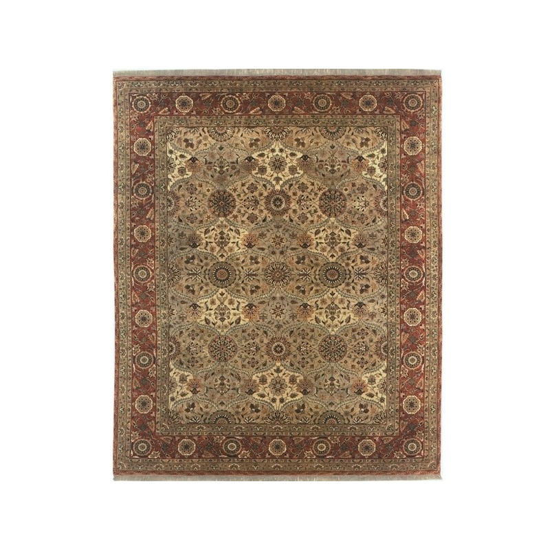 ( Ru-3750-8x10 Mughal Lattice - Ivory / Coral ) Ru-3750-8x10 Mughal Lattice - Ivory / Coral