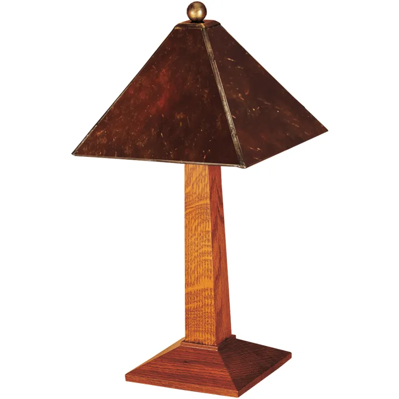 Mission Small Lamp With Mica Shade Oak