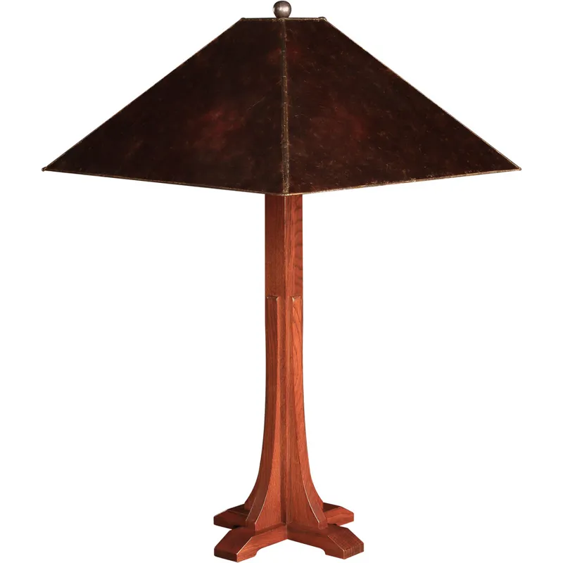 Mission Cross Base Table Lamp With Mica Shade Oak