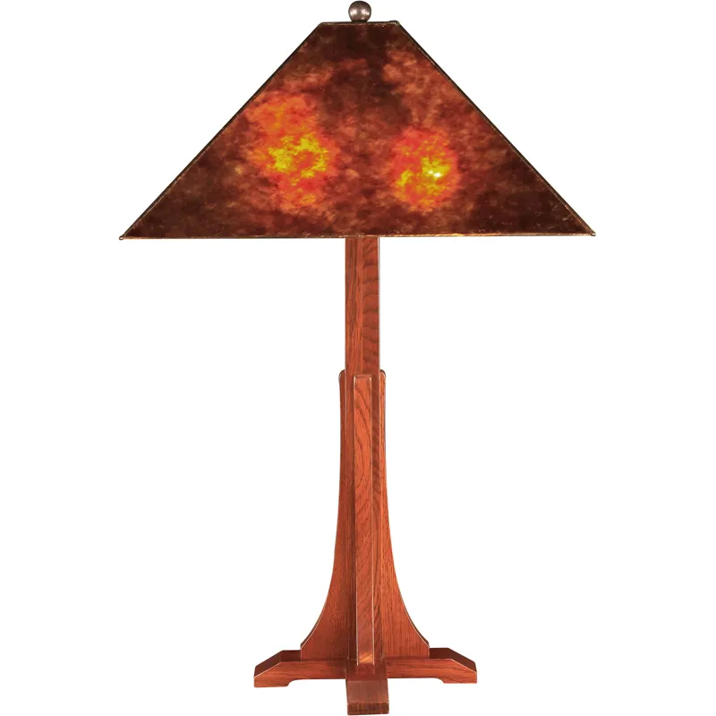 Mission Cross Base Table Lamp With Mica Shade Oak