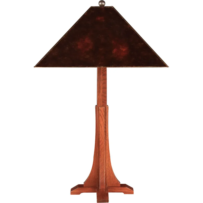 Mission Cross Base Table Lamp With Mica Shade Oak