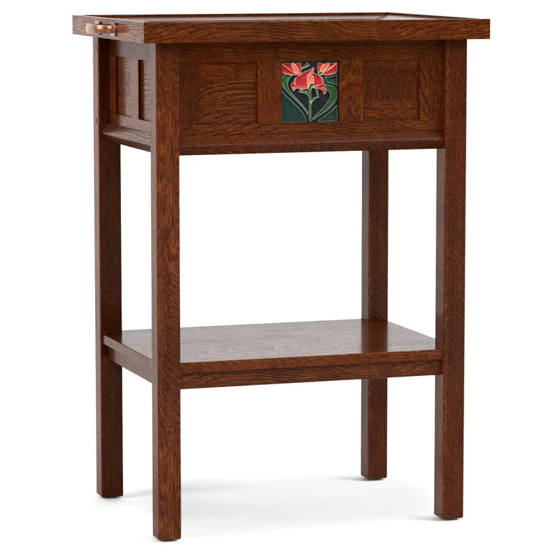 Mission Floral Tile Tray Table With Plaque
