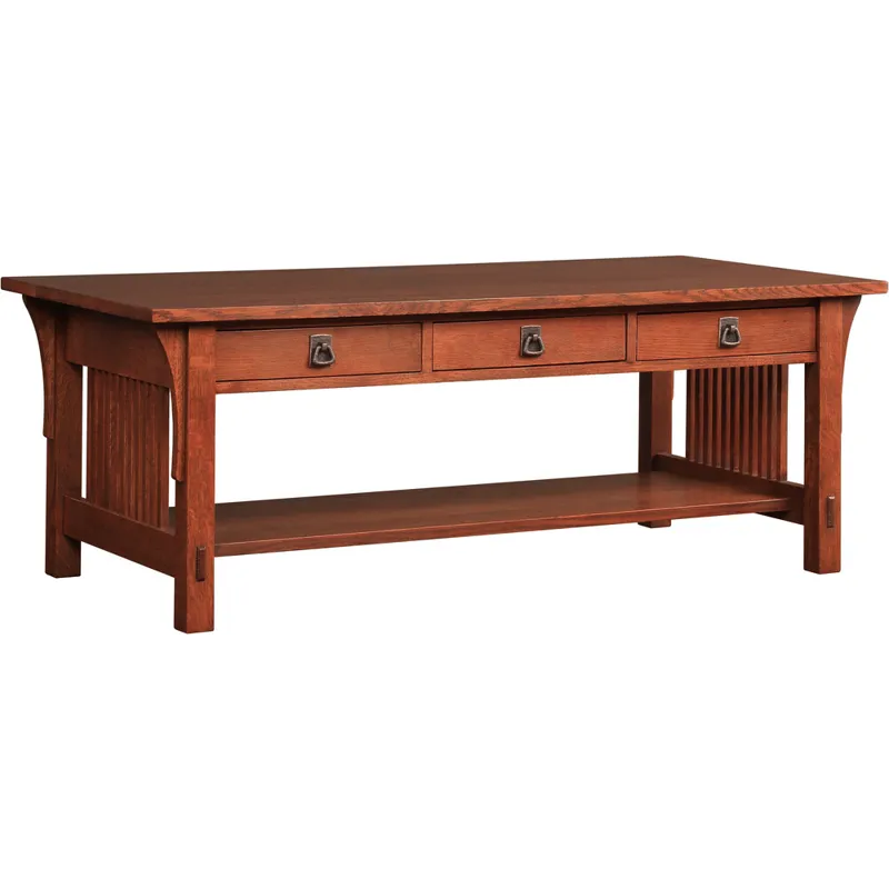 Mission Three-Drawer Cocktail Table Oak