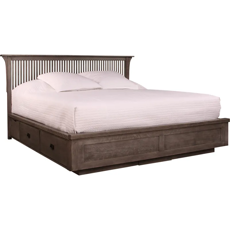 Mission Spindle Platform Storage Bed Oak