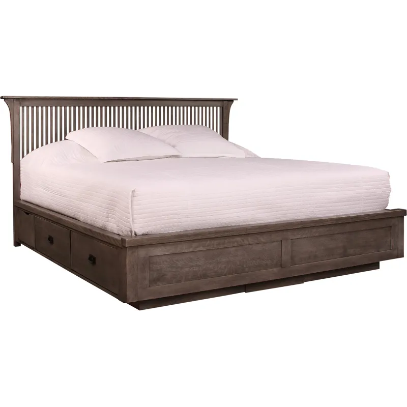 Mission Spindle Platform Storage Bed Oak