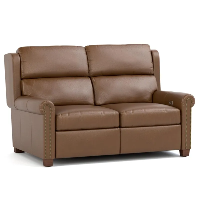 Woodlands Small Roll Arm Motion Loveseat With Nails