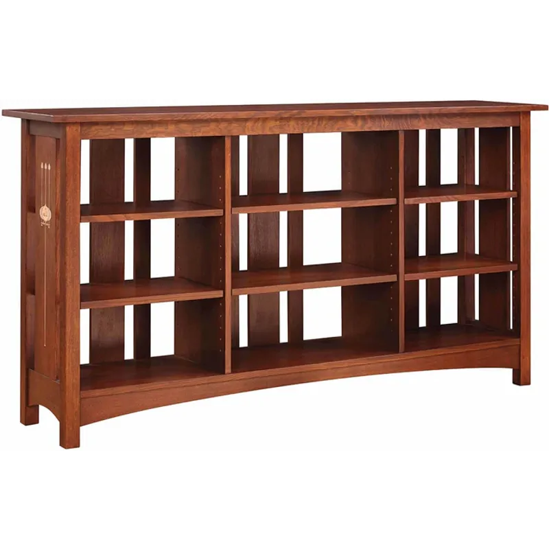 Mission Slatted Back Bookcase W/Six Shelves Cherry