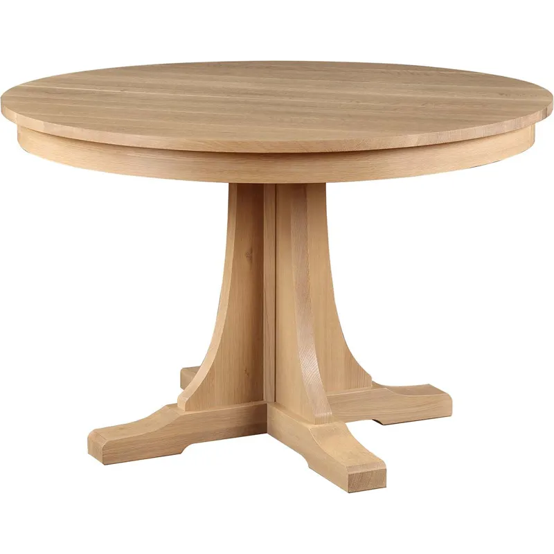 Mission Round Pedestal Dining Table 46\" Two Leaves