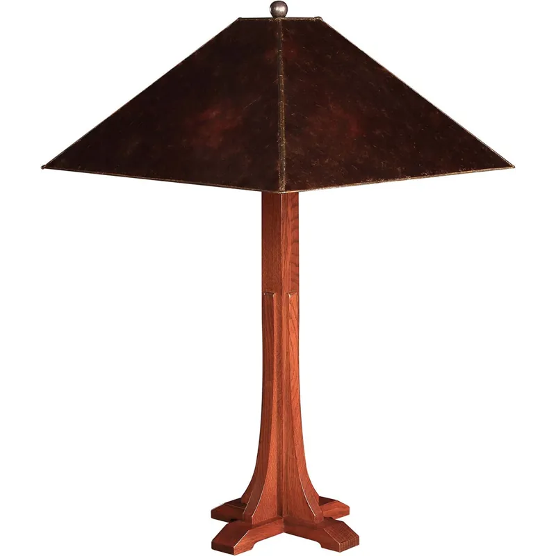 Mission Cross Base Table Lamp With Mica Shade Oak