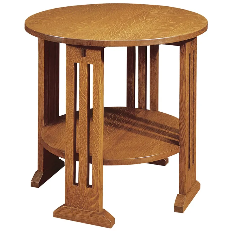 Mission Round End Table Oak