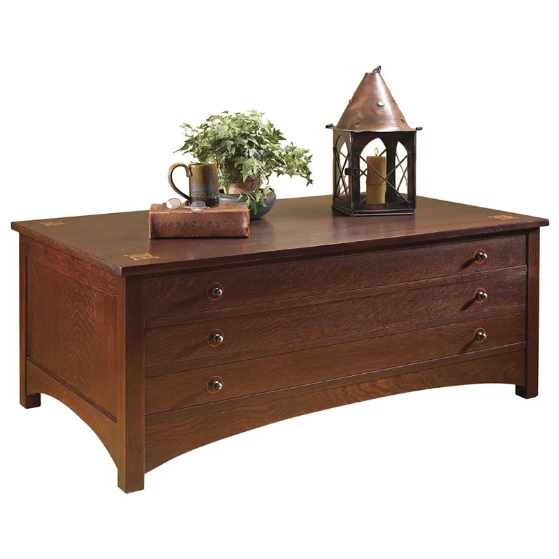 Harvey Ellis Rectangular Storage Cocktail Table Oak