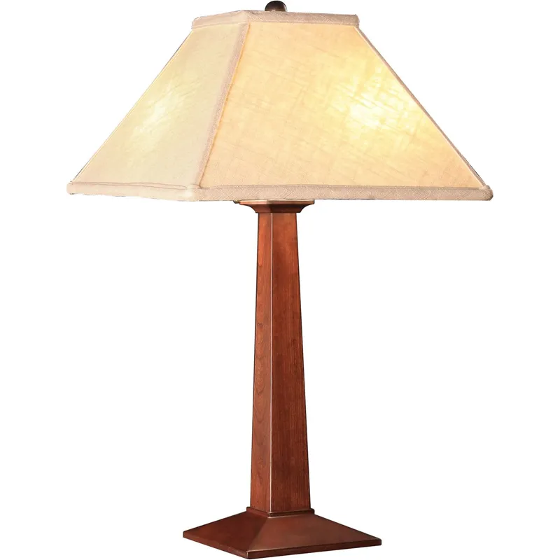 Mission Table Lamp With Linen Shade Cherry