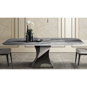 Twist Ractangular Dining Table w/Boat Shape Top