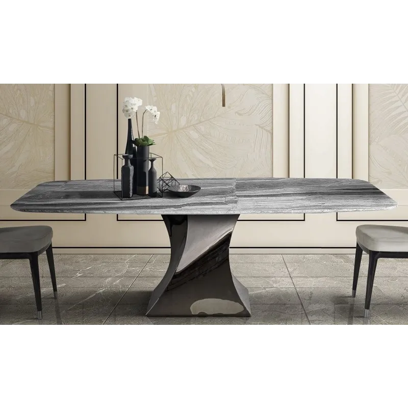 Twist Ractangular Dining Table w/Boat Shape Top