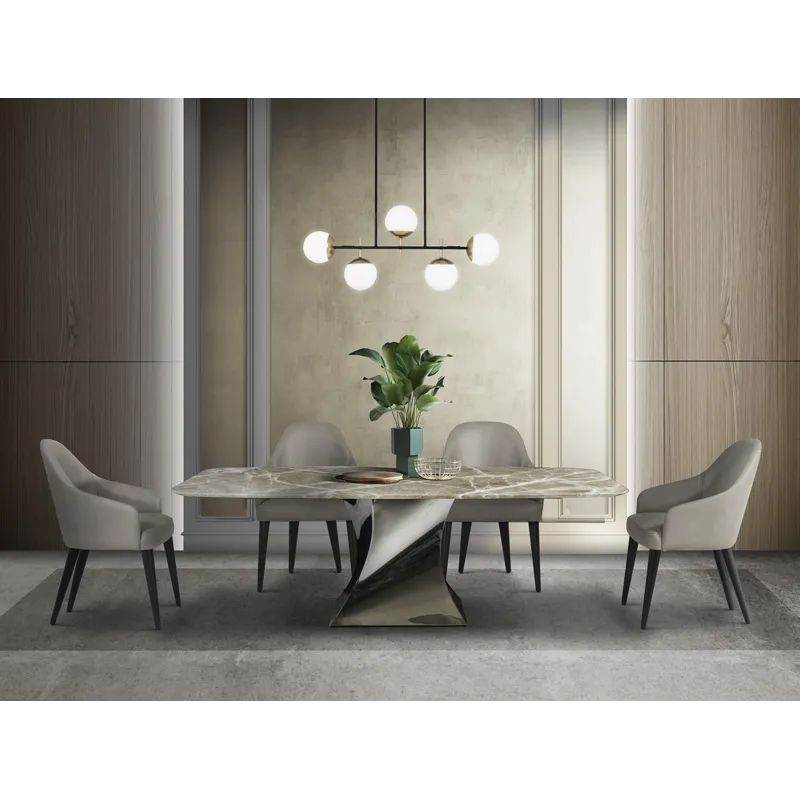Twist Ractangular Dining Table w/Boat Shape Top