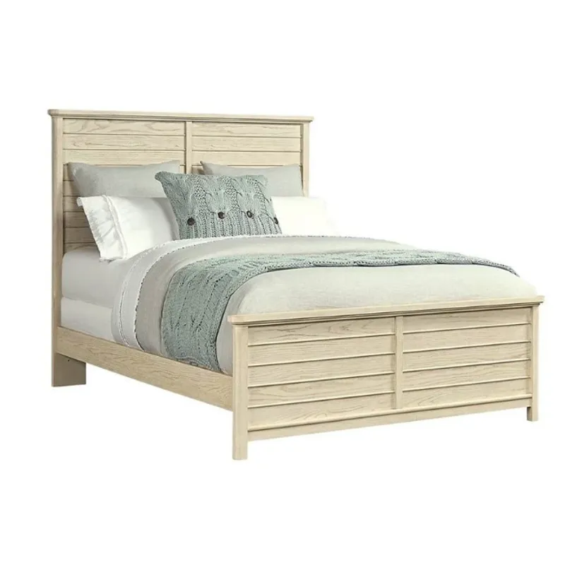 DRIFTWOOD PARK-PANEL BED IN VANILLA OAK - QUEEN