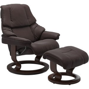 Reno (M) Classic Chair with Footstool - Paloma Chocolate w/Brown