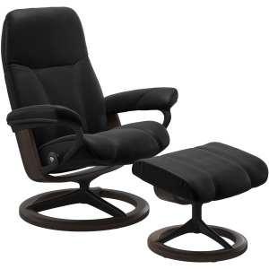 Consul (S) Signature Chair with Footstool - Batick Black w/Black