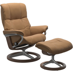 Mayfair (S) Signature Chair with Footstool - Paloma Taupe w/Walnut