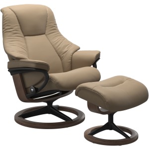 Live Medium Signature Chair with Footstool - Funghi & Walnut