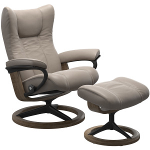 Stressless&reg; Wing (M) Signature Base Recliner with Ottoman