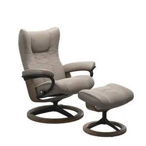 Stressless&reg; Wing (M) Signature Base Recliner with Ottoman