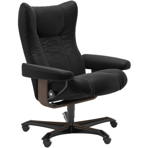 Wing (M) Office Chair - Paloma Black w/Walnut