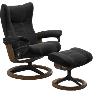Stressless&reg; Wing (M) Signature Base Recliner with Ottoman