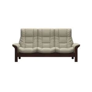 Windsor (M) 3 Seater High Back - Paloma Light Grey w/Brown