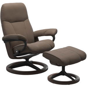 Consul (M) Signature Chair with Footstool - Batick Mole w/Wenge