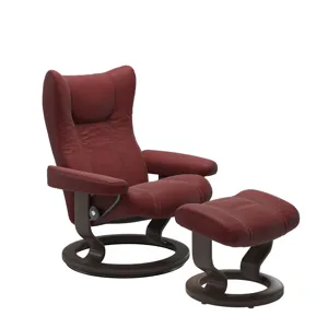 Wing (M) Classic Chair with Footstool - Paloma Cherry w/Wenge