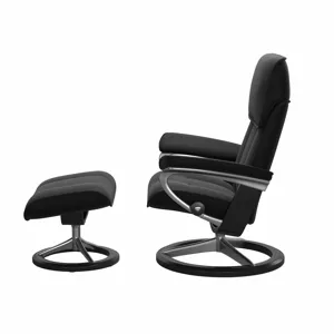 Admiral (L) Signature Chair with Footstool - Paloma Black w/Black