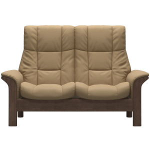 Windsor (M) 2 Seater High Back - Paloma Sand w/Walnut