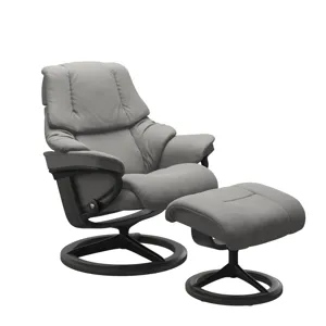 Reno (L) Signature Chair with Footstool - Paloma Silver Grey w/Grey