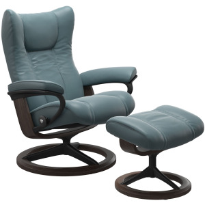Stressless&reg; Wing (M) Signature Base Recliner with Ottoman