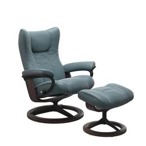 Stressless&reg; Wing (M) Signature Base Recliner with Ottoman