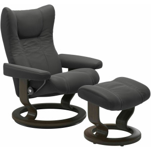 Wing (L) Classic Base Recliner with Ottoman
