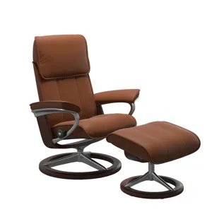 Admiral (M) Signature Chair with Footstool - Paloma New Cognac w/Polished &amp; Brown