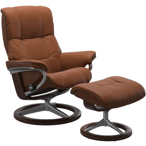 Mayfair (L) Signature Base Recliner w/Ottoman - Paloma New Cognac w/Polished & Brown