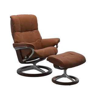 Mayfair (L) Signature Base Recliner w/Ottoman - Paloma New Cognac w/Polished & Brown