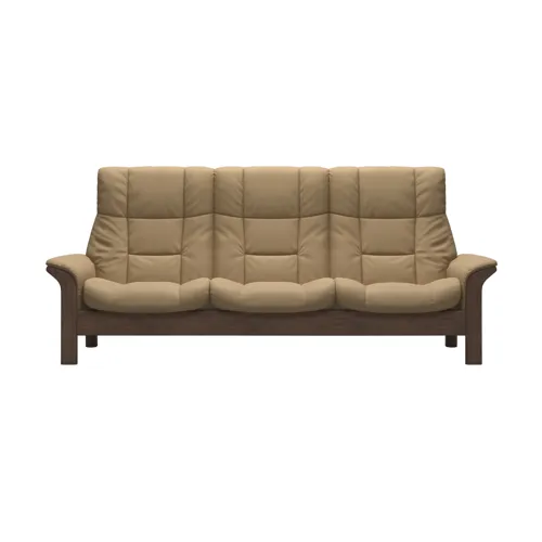 Buckingham (L) 3 Seater High Back - Paloma Sand w/Walnut