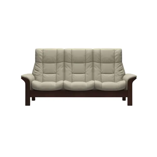 Windsor (M) 3 Seater High Back - Paloma Light Grey w/Brown