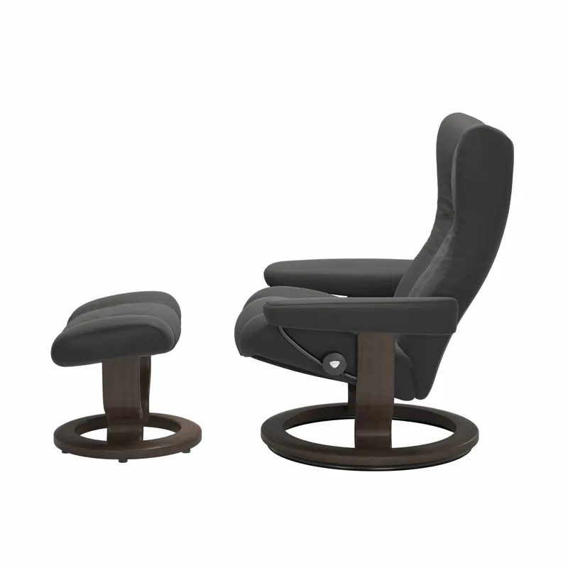 Wing (L) Classic Base Recliner with Ottoman