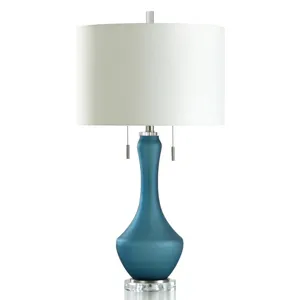 Glass Body Table Lamp with Twin Pull Chains