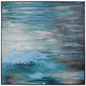 Blue Falls Handpainted Embellished Canvas