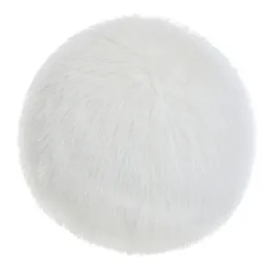 Dann Foley Lifestyle White Faux Fox Hair Throw Pillow with Feather Filled Insert
